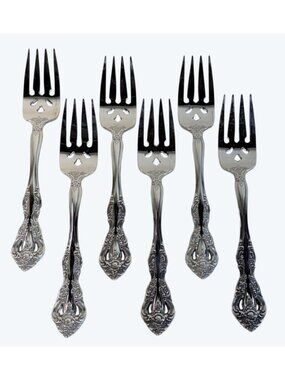 6 Oneida Michelangelo Cube Stainless Salad Forks